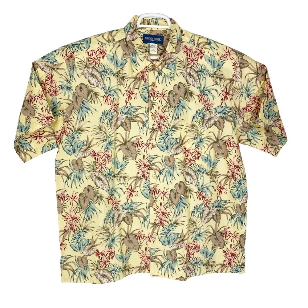 Cooke Street Yellow Hawaiian Cotton Short Sleeve Button-Up Mens XL Shirt